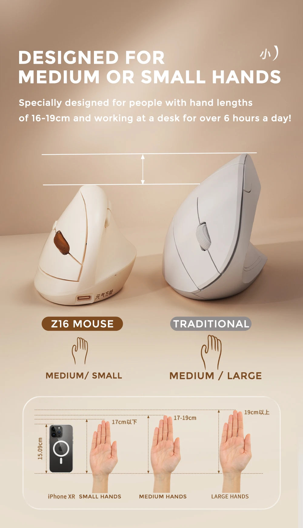 DAREU Mini Ergonomic Vertical Mouse 2.4G USB Bluetooth Wireless Optical Mice 3 Adjustable DPI 1000,1600,2400 for Small Hands