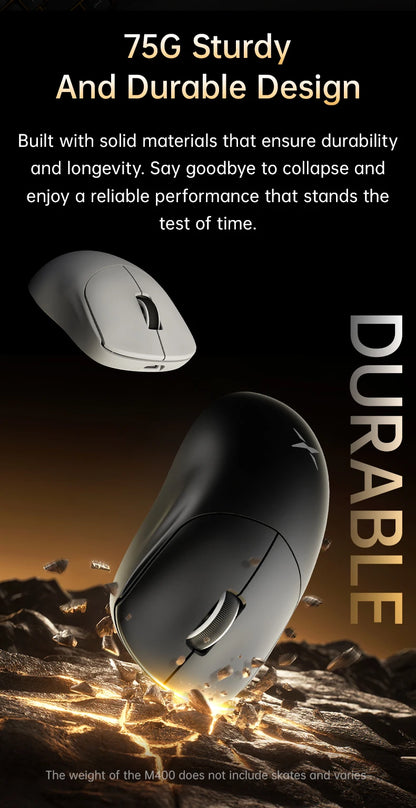 Delux M400 Wireless Gaming Mouse,24000DPI,1KHz Polling Rate,PAW3311,Tri-mode 500mAh Rechargable Mice for All Hands PC Gamer
