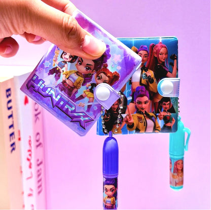 4PCS Hot Mini Anime Cartoon Notebook with Ballpoint Pen Portable Pocket Small Book Student Reward Stationery Gift