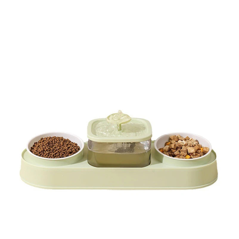 Cat Food Bowl Pet Automatic Feeder Water Dispenser Dog Cat Food Container Drinking Dish Anti Slip Double Bowl