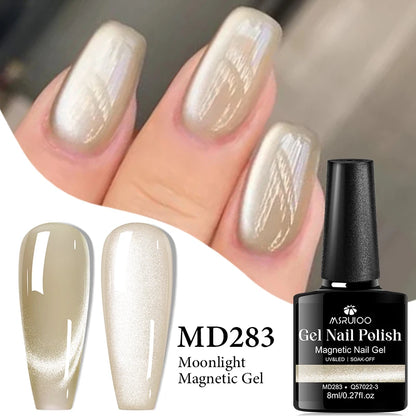 MSRUIOO 8ml Moonlight Cat Magnetic Nail Gel Polish Glitter Pink Silver Semi Permanent French Style Nail Art UV/LED Gel Varnish