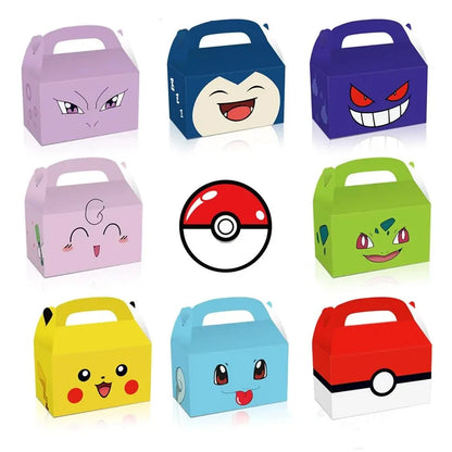 Pokemon Party Favors Birthday Party Decorations Pikachu Paper Gift Bags Handle Candy Box Baby Shower For Kids Supplies Gifts