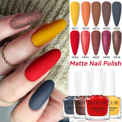 LILYCUTE 7ml Matte Nail Polish - 28 Autumn Colors