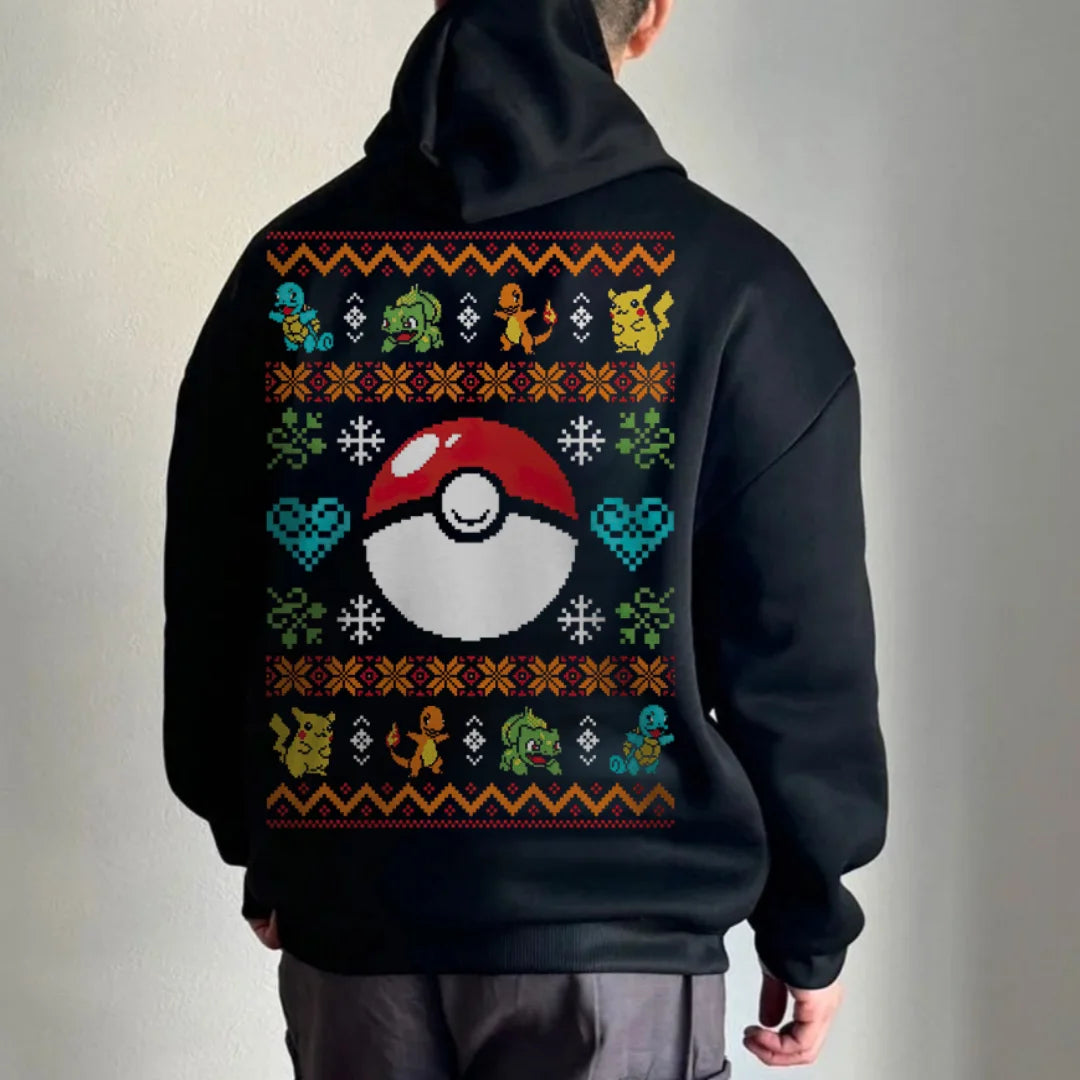 2025 Pikachu Ash 1995 Printed Oversized 4xl Pok É Mon Men's and Women's Autumn and Winter Fleece Y2K Halloween Hooded Sweatshirt