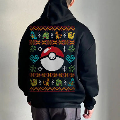 2025 Pikachu Ash 1995 Printed Oversized 4xl Pok É Mon Men's and Women's Autumn and Winter Fleece Y2K Halloween Hooded Sweatshirt