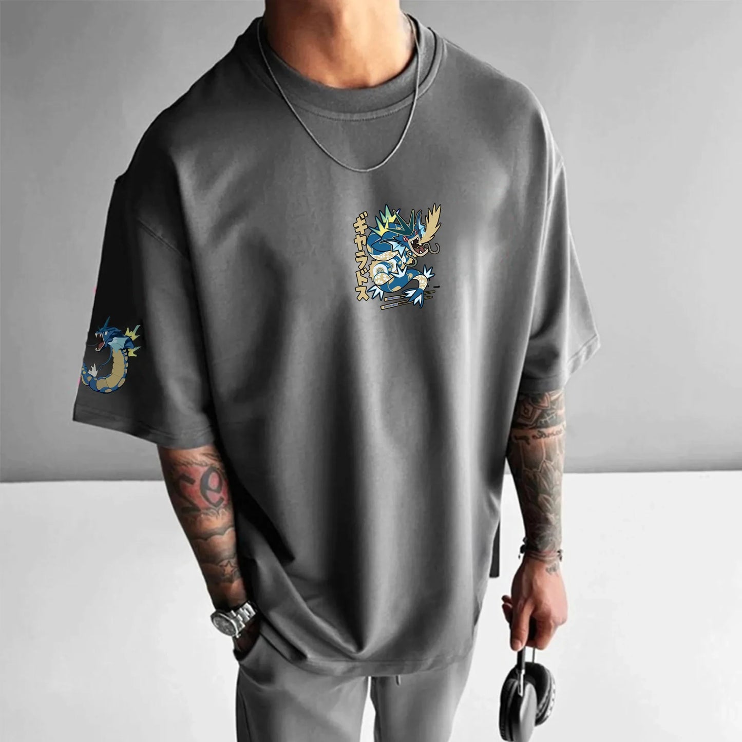 Pokémon Animation Derivatives Gyarados Printing Men's and Women's Summer Fashion Street T-shirt Hoodie Shorts and Sweatpants
