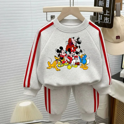 2026 Spring New Style Boys Casual Sweatshirts Set Girls O Neck Hoodies Long Pant Two Piece Children's Fashion Tracksuit Running
