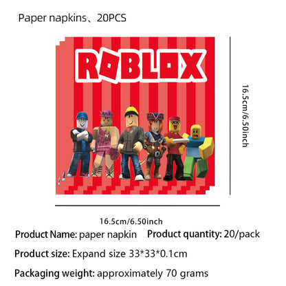 Robot Boy Happy Birthday Decoration Tableware Set Roblox Paper Tablecloth Plate Cup Cake Balloon Baby Shower Game Party Supplies