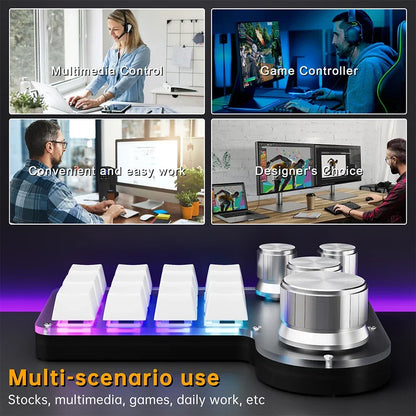 12-Key RGB Macro Mechanical Keypad with 4 Knobs