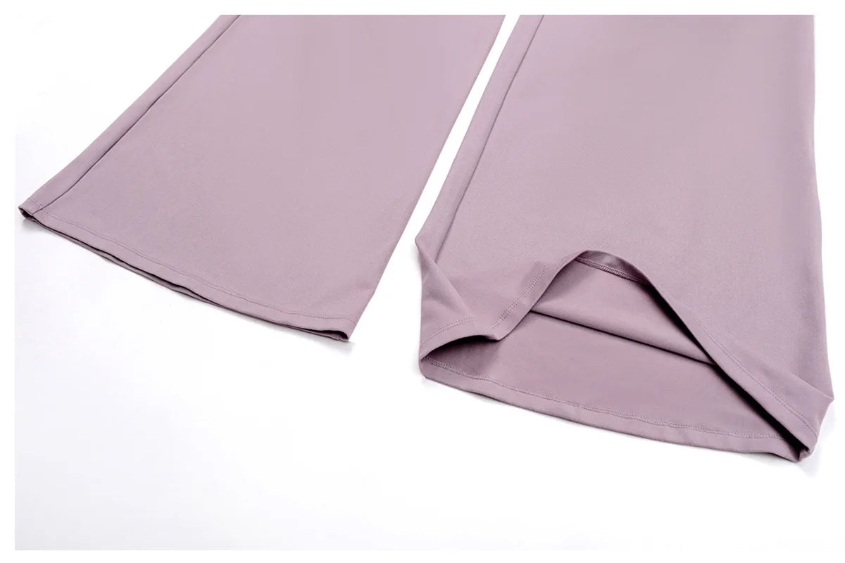Wide Leg Flared Leggings Women's Fitness Running Pants Drawstring Sports Tights Woman Leisure Nude-Feel Workout Joggers Trouser