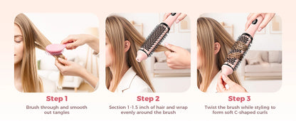 Thermal Brush 1.5 inch Dual PTC Heated Curling Styler 6 Temps with Negative Ions & Ceramic for Volumizing Straightener Curling