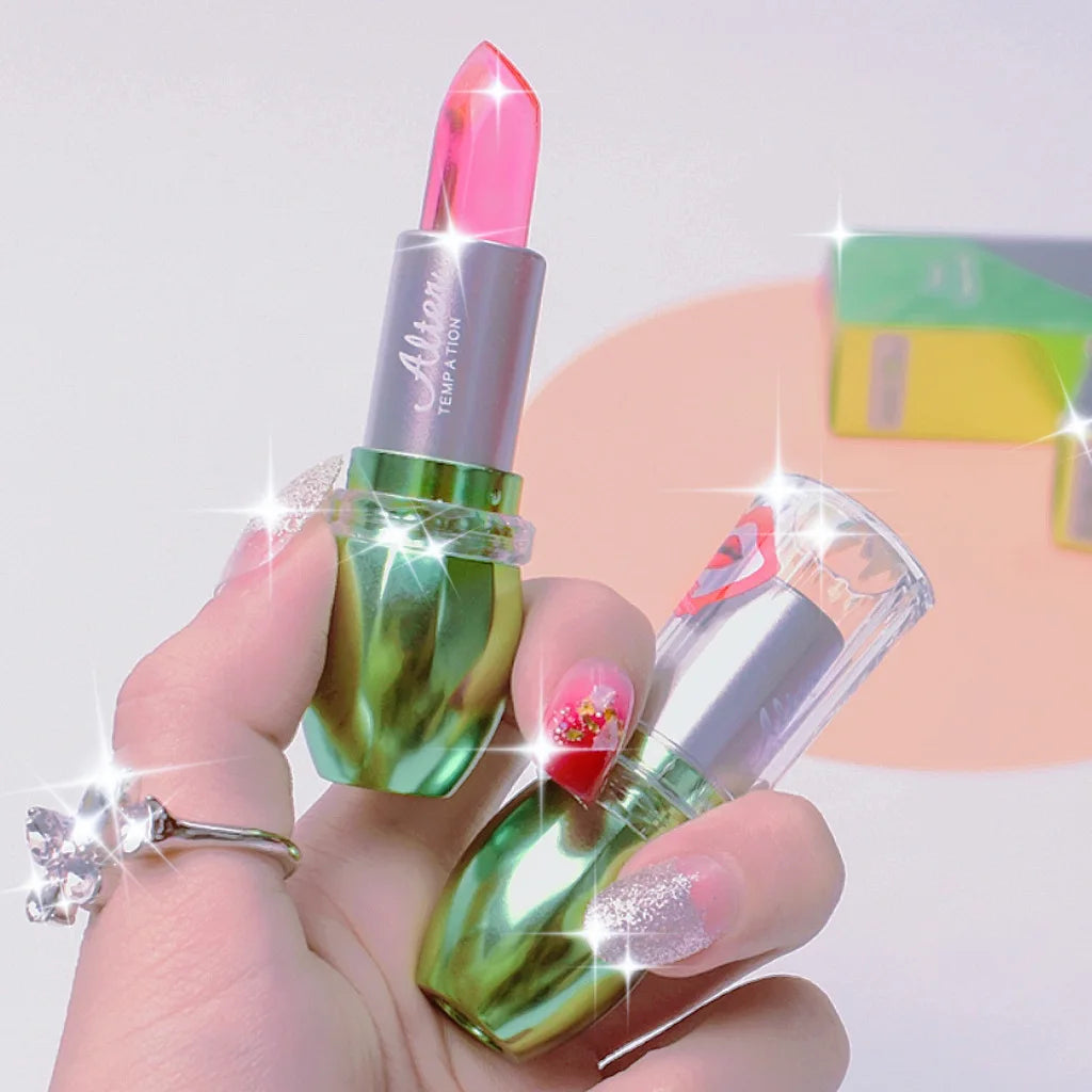 Crystal Jelly Lipstick,Magic Color Changing Lipstick, Moisturizing Temperature Color Changing Lip Gloss,Nourishing Lip Balm