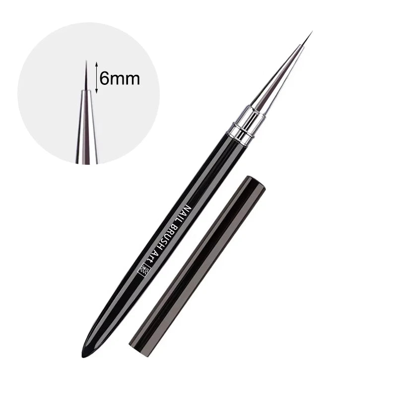 Nail Art Brush Metal Handle Phototherapy Acrylic UV Gel Brush Nails Extension Builder Painting Drawing Pen DIY Manicure Tools