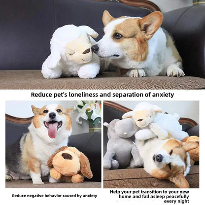 【Calming Anxiety Relief】Dog Plush Toy with Heartbeat Simulator Warm Puppy Sleep Companion Stress Relief Cuddly Toy for Anxious
