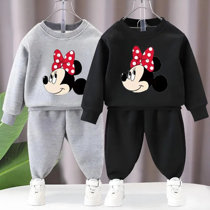 Baby Girls Long Sleeve Pullover and Trousers Two Piece Sets DISNEY Fall Children's Hoodies Set Kids Casual Sweatsuits New