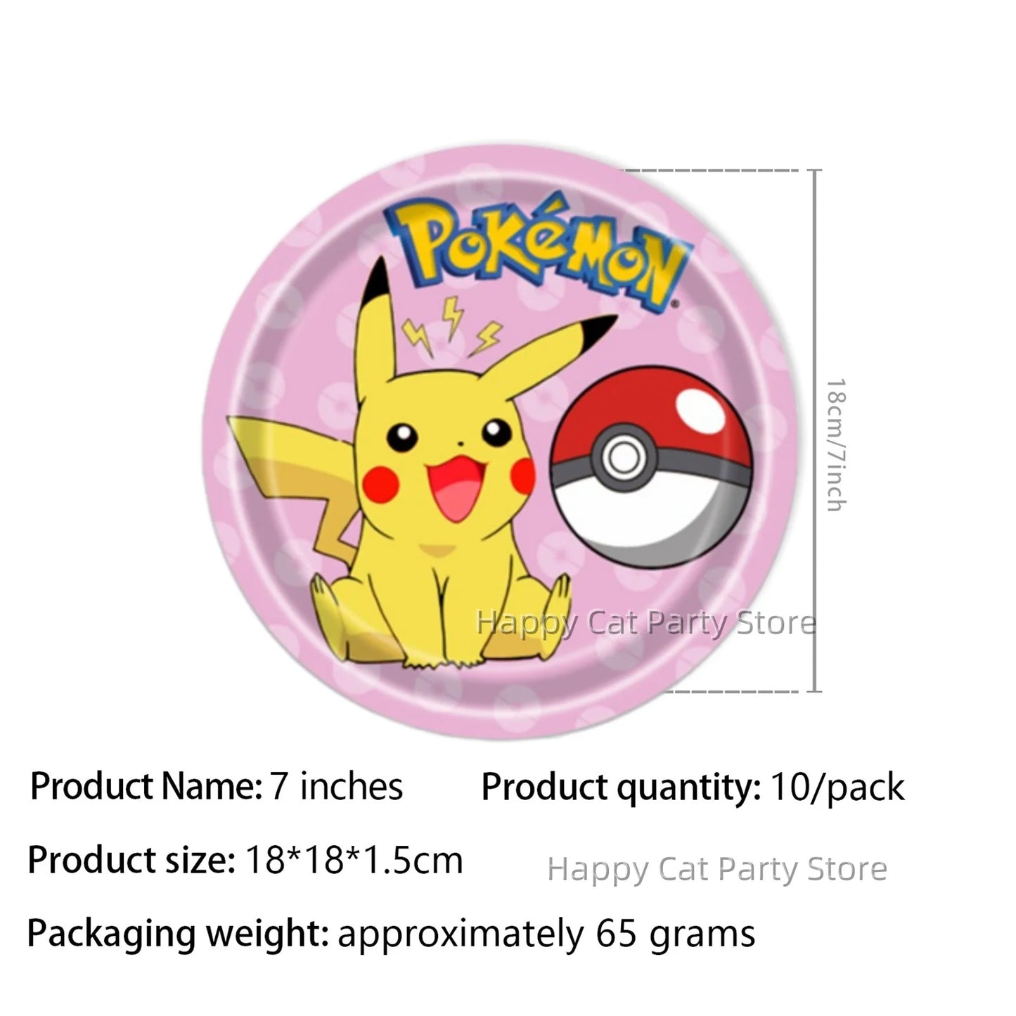 7/9 inch Pokemon Party Plate Birthday Decor Pikachu Poke Ball Disposable Paper Plate Baby Shower Kids Favor Gift Party Supplies
