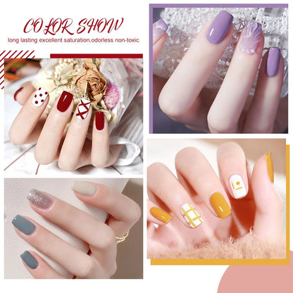 LIMEGIRL 8ML Gel Nail Polish Kit Semi-Permanent Soak Gel Varnish Base Coat Polishing Tool with UV LED Light Nail Gel Kit