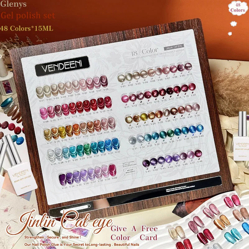 Glenys 50 color cat's eye nail polish glue All net popular advanced immersion gel UV LED nail salon art varnish set