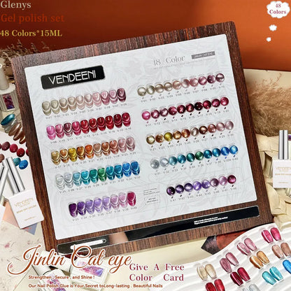 Glenys 50 color cat's eye nail polish glue All net popular advanced immersion gel UV LED nail salon art varnish set