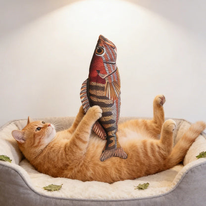 Pet Chew-Resistant Plush Interactive Toy with Sound, Cartoon Fish Shape, Suitable for Large, Medium, and Small Pets Like Cats and Dogs, Double-Layer Fabric, Built-In Airbag
