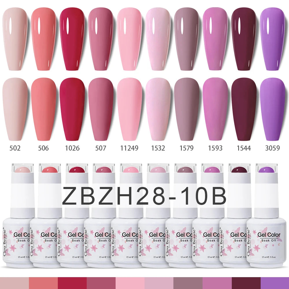 Clou Beaute 10/12/20/24pcs Gel Nail Polish Set Color 15ml White Glass Bottle Nail Art Kit Semi Permanent Gellack Nail Varnish