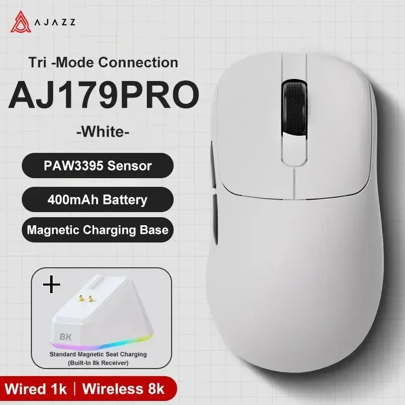 Ajazz AJ179 Apex AJ179PRO 8kHZ Wireless  Gaming Mouse PAW3950 Sensor 30000DPIR GB Charging Dock Macro Defines The Wired Mouse