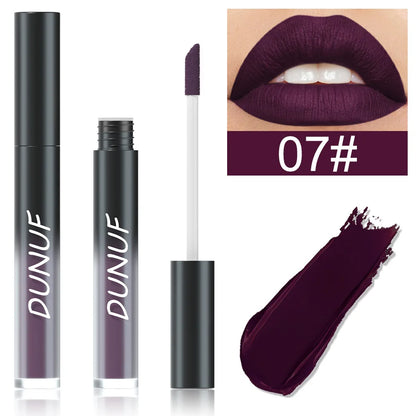 DUNUF 32 Color Matte Liquid Lipstick: Bold Pigment Non-Stick Lip Glaze