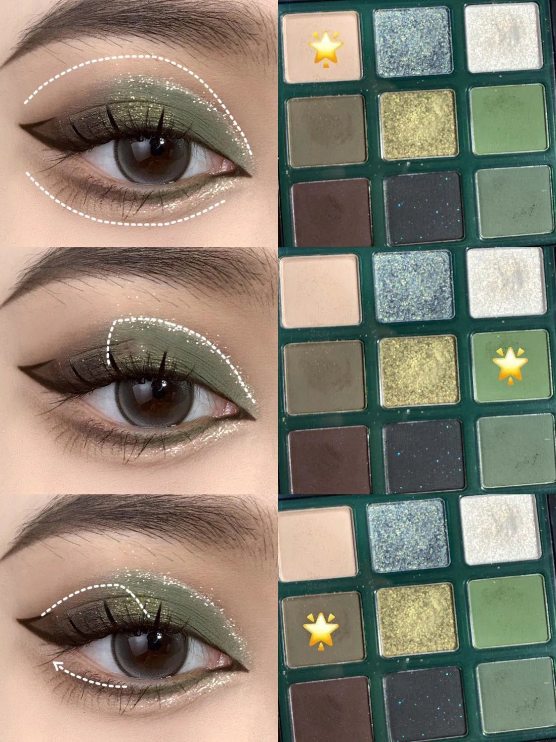 9 Color Eyeshadow Palette Olive Green Smoky Eye Look Pearlescent Shimmer Matte Eyeshadow Powder Makeup Palette Glitter Cosmetics