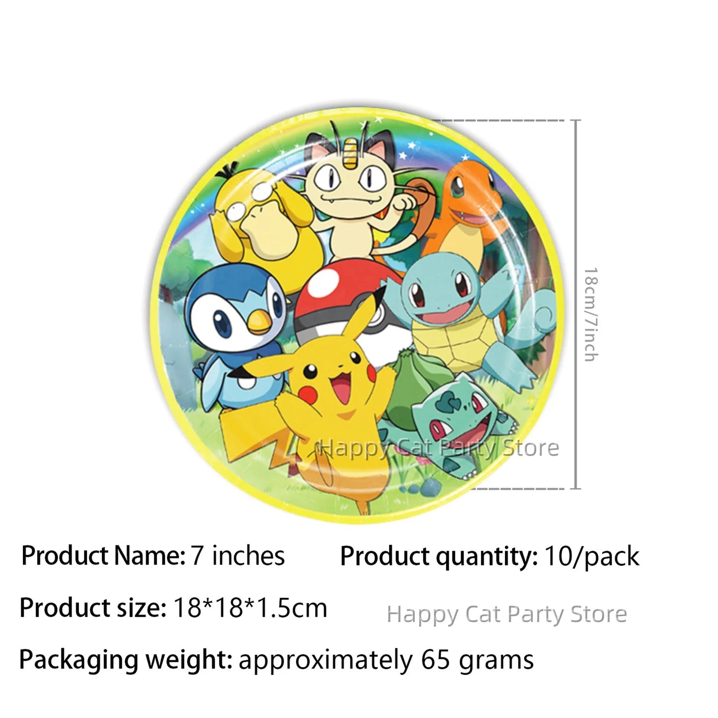 7/9 inch Pokemon Party Plate Birthday Decor Pikachu Poke Ball Disposable Paper Plate Baby Shower Kids Favor Gift Party Supplies