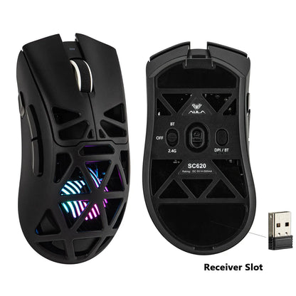 AULA SC620 Gaming Mouse Wired/Bluetooth/2.4G Light Weight Mouse Gamer PAW3311 Adjustable 12,000 DPI Life PC Gaming Accessories