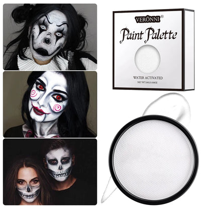 6 Colors Water Activated Face and Body Paint with 1 Brush,Non-Toxic Safe Water Soluble Face Paint for Cosplay,Halloween Makeup