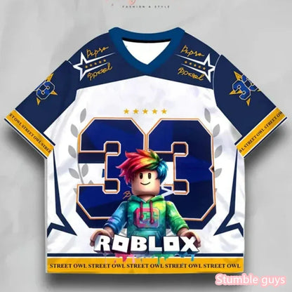 Cute Boys Roblox T Shirt Anime Summer Casual Kids Girls Short Sleeve Tops Fashion Game Print Cartton Breathable Kids Tee