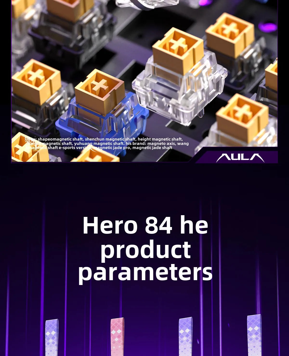 AULA HERO84 HE Wired Mechanical Keyboard RGB Music Rhythm 8K Return Rate Keyboard Magnetic Switch Computer Accessorie for Gamer