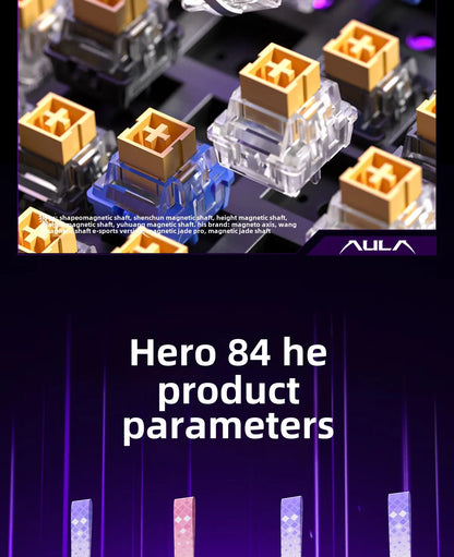 AULA HERO84 HE Wired Mechanical Keyboard RGB Music Rhythm 8K Return Rate Keyboard Magnetic Switch Computer Accessorie for Gamer