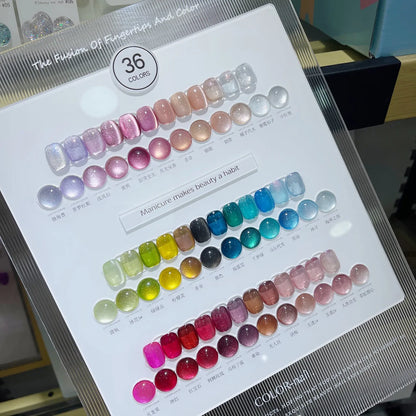 U·OMEEI 36color/set Gel Nails Polish 15ml Universal Crystal Cat Eye Semi Permanent Soak Off UV LED Magnetic Gel For Nail Salon