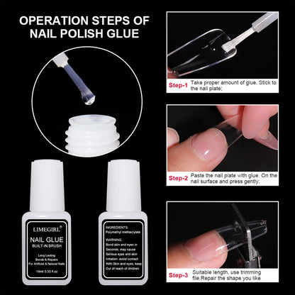 LIMEGIRL Acrylic Powder Kit and Liquid Monomer Nail Kit 3D Art Nail Extension Decoration with UV LED Light Crystal Powder Kit