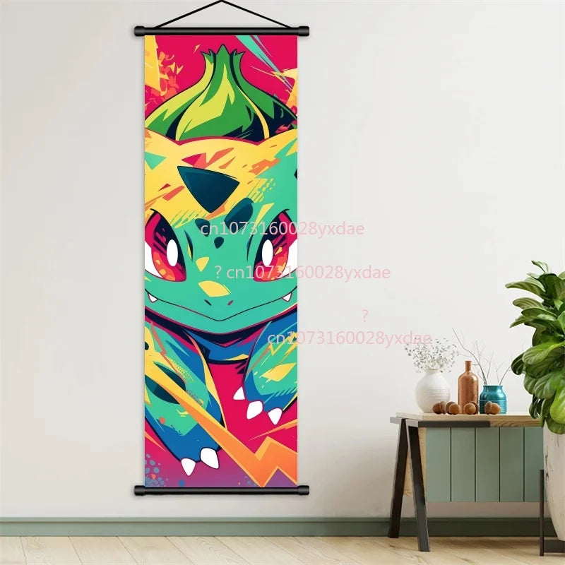 Printed Poster Anime Wall Artwork Gengar Pictures Charizard Painting Canvas Pikachu Hanging Scrolls Home Room Decor
