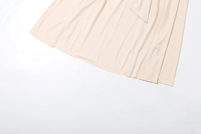 Nibber Solid Ruched Elegant 2 Piece Set Women Skew Collar Backless Crop Tops+Metal Buckle Decoration Skirts Matching Outfits