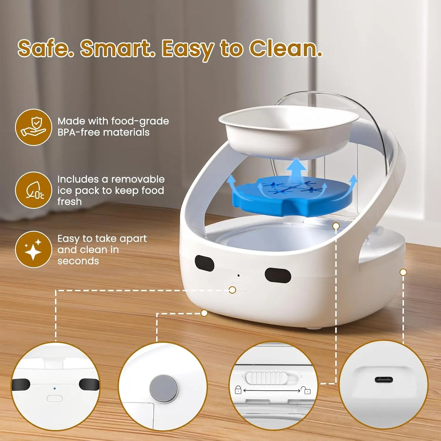 RFID collar activates cat feeder, multi cat intelligent automatic chip feeder, supports wet and dry food,prevents pinch injuries