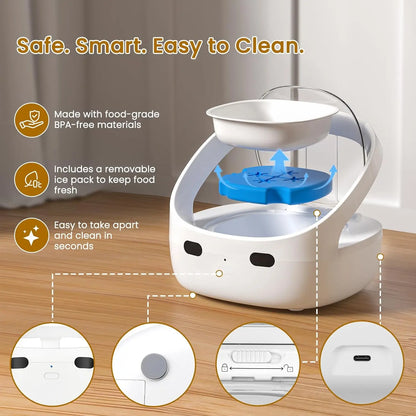 RFID collar activates cat feeder, multi cat intelligent automatic chip feeder, supports wet and dry food,prevents pinch injuries