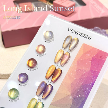 Vendeeni 6 Colors Crystal Cat Eye Gel Nail Polish Set Semi Permanent Sparkling Magnetic UV LED Soak Off Gel Varnish With Display