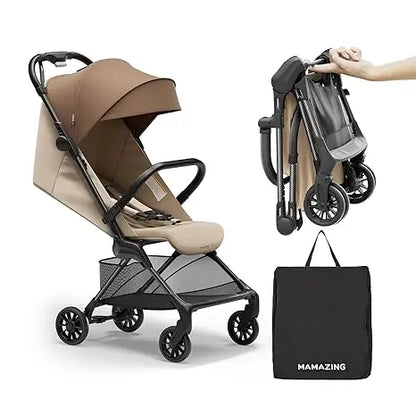 MAMAZING Ultra Air X Lightweight Travel Stroller 9.9lbs Carbon Fiber with UPF50+ Waterproof Fabric (BROWN)