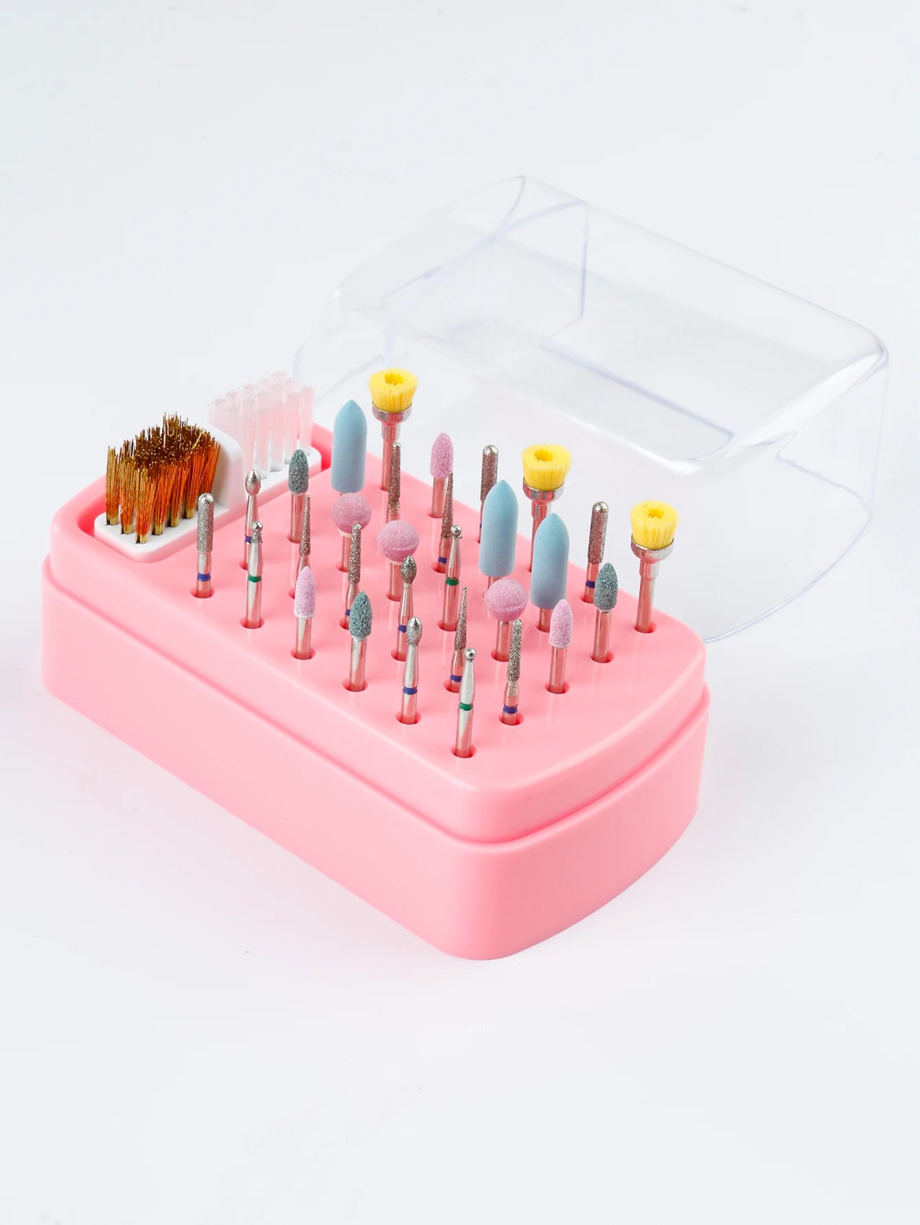 30 holes sanding head storage box with cleaning brush empty box anti-dust split tungsten steel ceramic nail tools