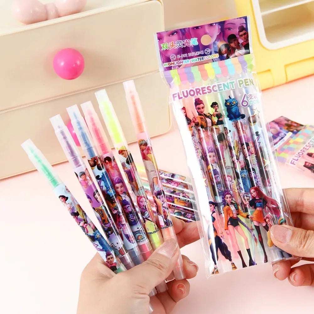 2026 Hot Anime Girls Group Stationery Set Ruler Triangle Protractor Stationery Gift Set for Students School Supplies