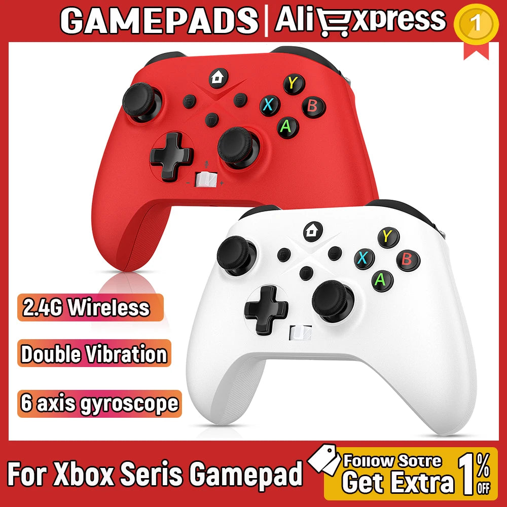 2.4G Wireless Gamepad For Xbox One ,Xbox Seris S ,X Control Xbox With Dual Vibra/Six Axis Multi Game Xbox Controller