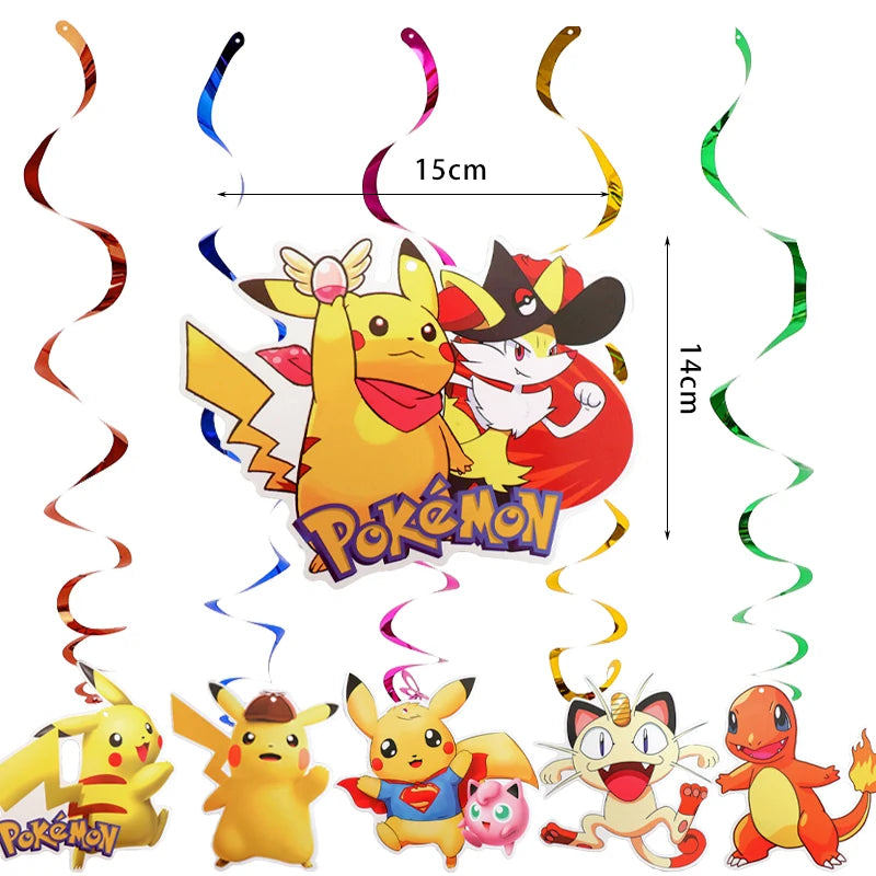 New pokemon birthday party pikachu decoration Balloon Disposable Tableware Tablecloth Straws Cup Plates Baby Shower Supplies Toy