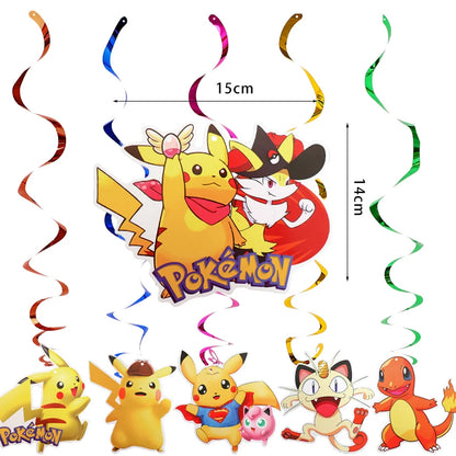 New pokemon birthday party pikachu decoration Balloon Disposable Tableware Tablecloth Straws Cup Plates Baby Shower Supplies Toy