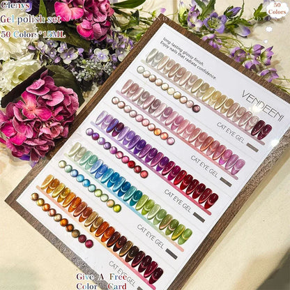 Glenys 50 color cat's eye nail polish glue All net popular advanced immersion gel UV LED nail salon art varnish set