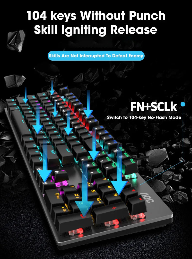 GK410 Professional Mechanical Keyboard: Metal Panel & RGB Backlit Gaming Edition