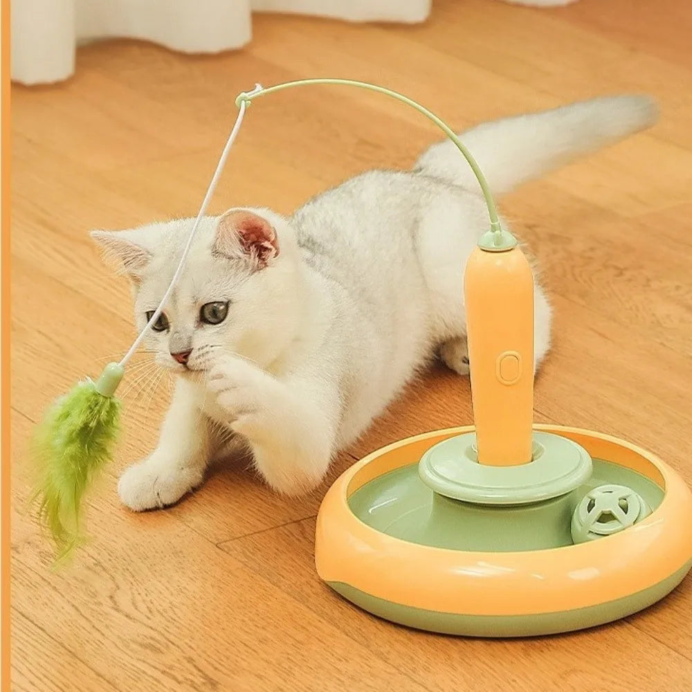 Multifunctional Electric Cat Toy Sturdy Design Self Rotating Interactive Cat Toy Reusable Self Rotating Teaser